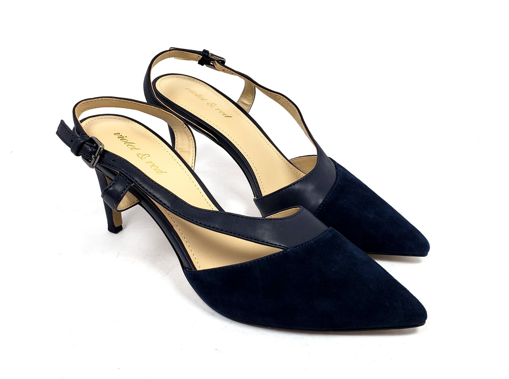 Violet & Red Patsy Womens Size 8.5 Blue Velvet Pointed Toe 3.5" Pump Heels Shoes
